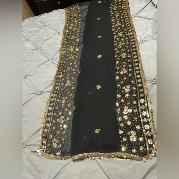 Elegant Black and Gold Embellished Lehenga - Picture 6 of 9
